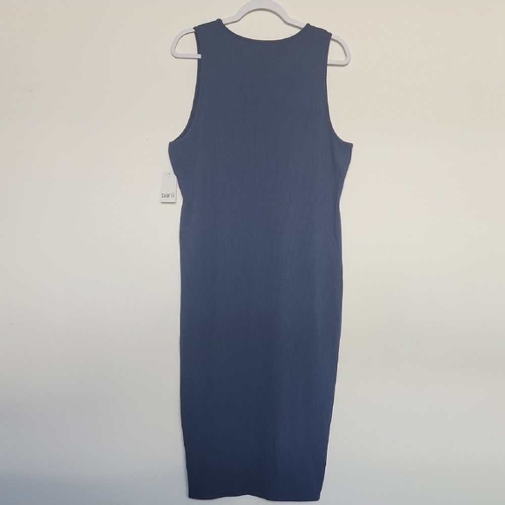 Bar III Navy Ribbed Sleeveless Midi Dress